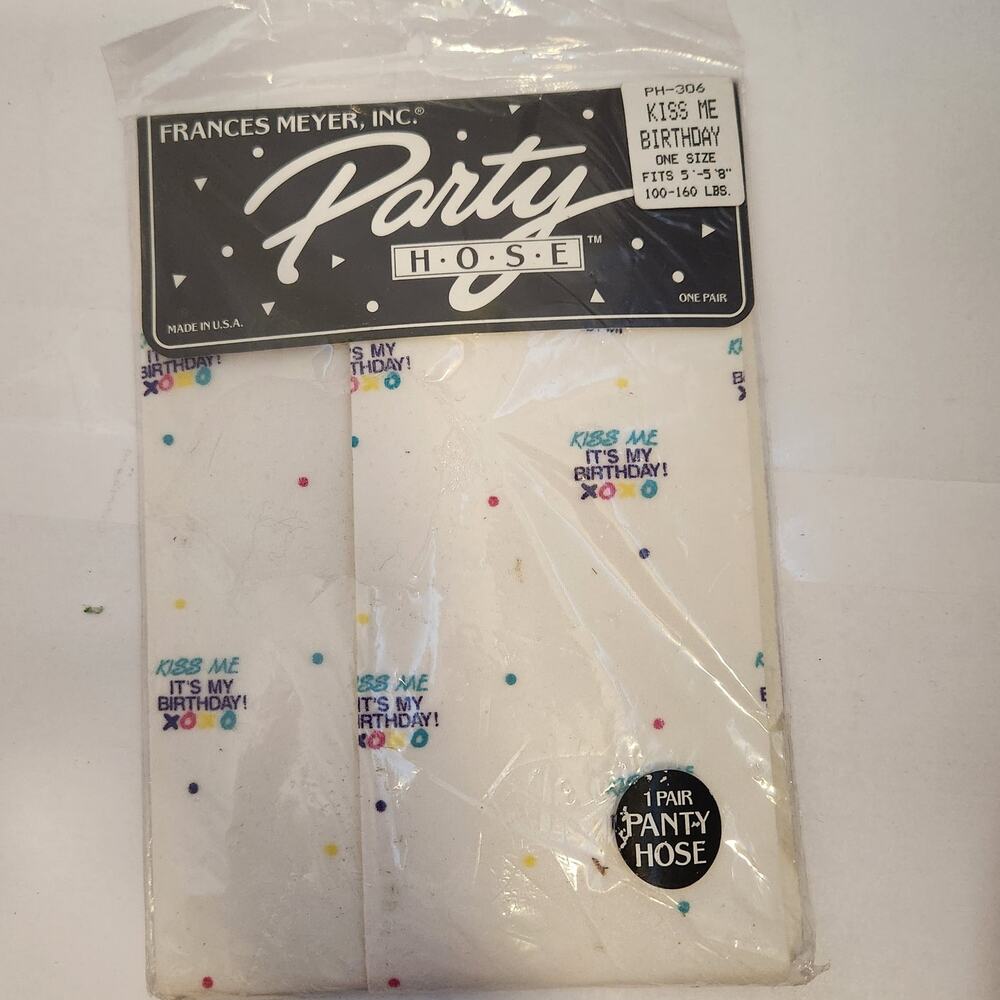 Vintage 1991 Party Hose Kiss Me It's My Birthday NIP